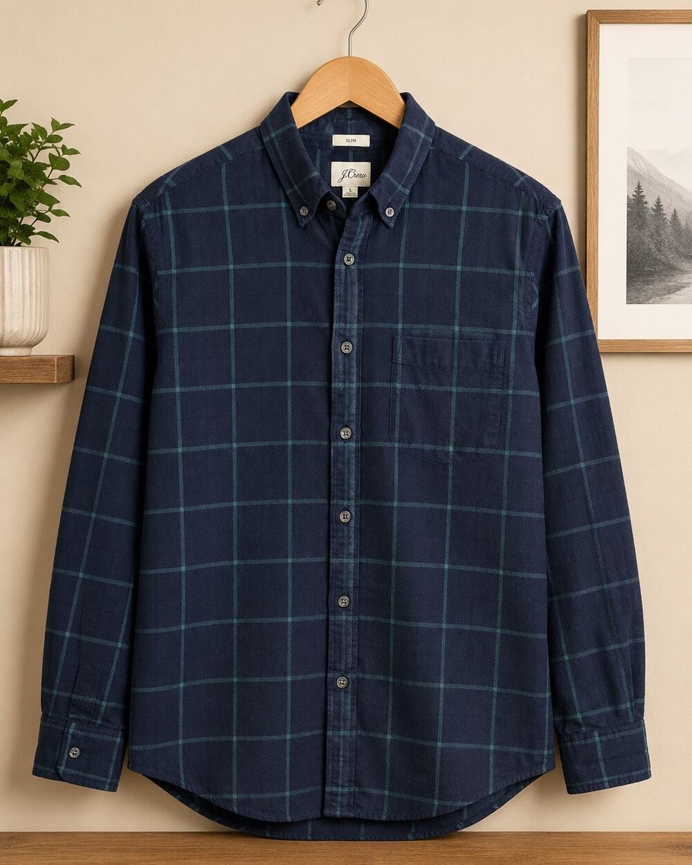 Men’s J Crew cashmere blend flannel shirt size Large